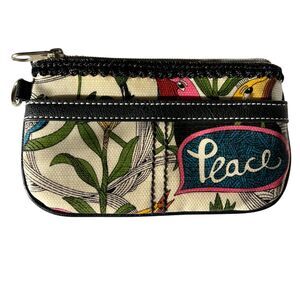 SakRoots Wristlet 9" Birds Peace Multi Color Zip Top Lined w/Pocket No Strap